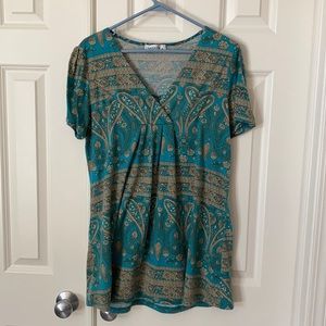 Women’s Moqivgi XL Blue and Beige Top